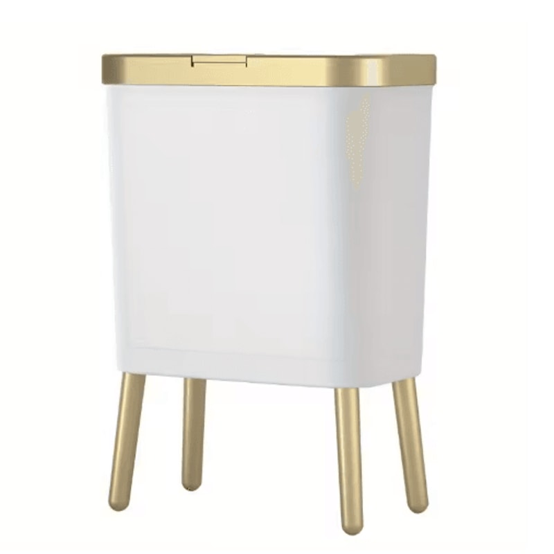 15L Large Square Plastic Trash Can With Odor Sealing Lid And Elevated Legs 3