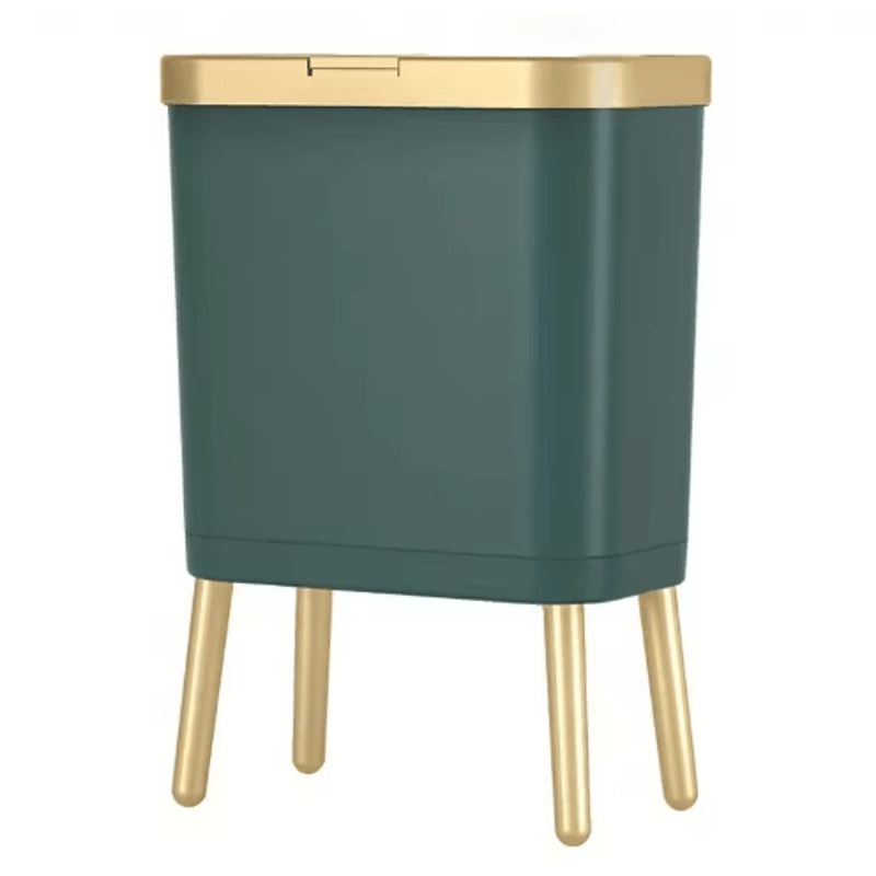 15L Large Square Plastic Trash Can With Odor Sealing Lid And Elevated Legs 4