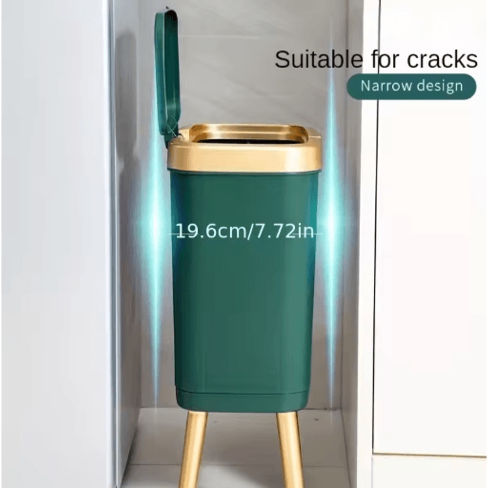 15L Large Square Plastic Trash Can With Odor Sealing Lid And Elevated Legs 5