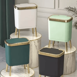 15l large square plastic trash can with odor sealing lid and elevated legs