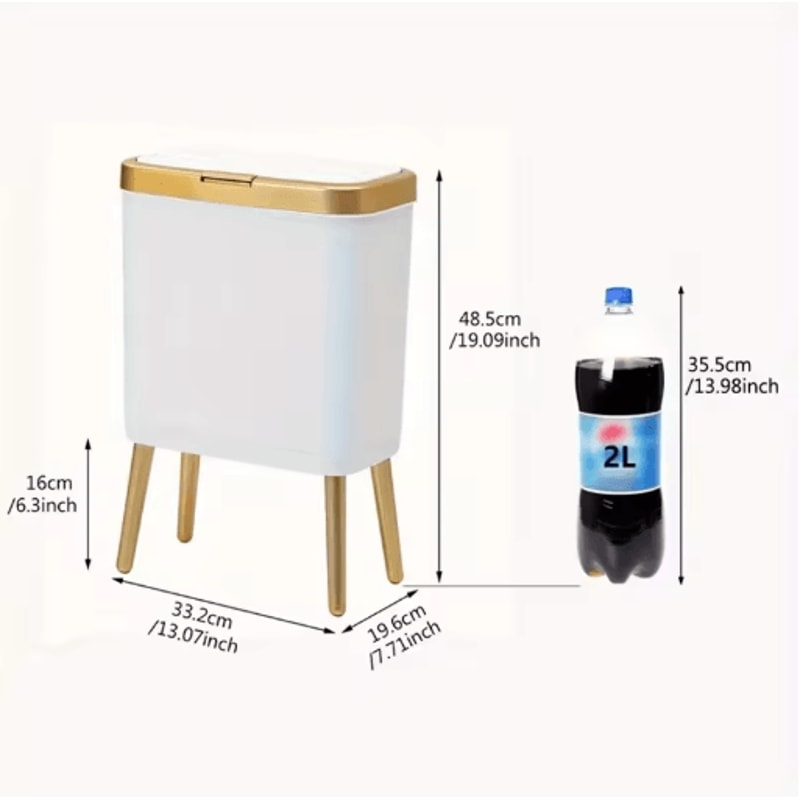 15L Large Square Plastic Trash Can With Odor Sealing Lid And Elevated Legs 7