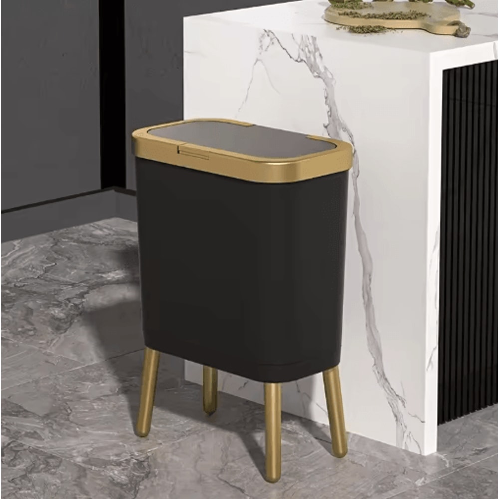 15L Large Square Plastic Trash Can With Odor Sealing Lid And Elevated Legs 8