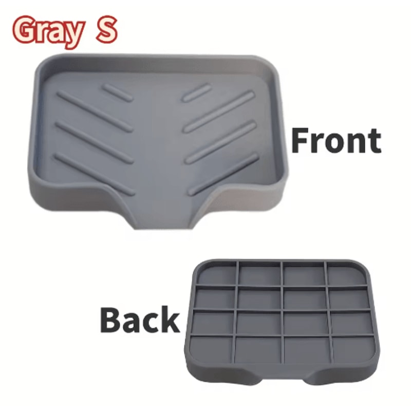 Silicone Sink Tray With Drain For Soap Sponge And Brush Storage 4