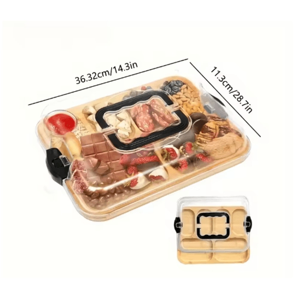 Natural Bamboo Cheese Tray With Snap On Acrylic Lid Elegant Charcuterie Platter 4
