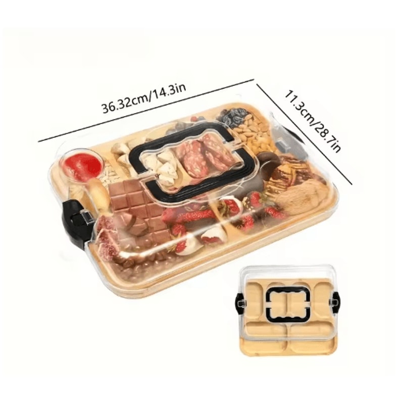 Natural Bamboo Cheese Tray With Snap On Acrylic Lid Elegant Charcuterie Platter 4