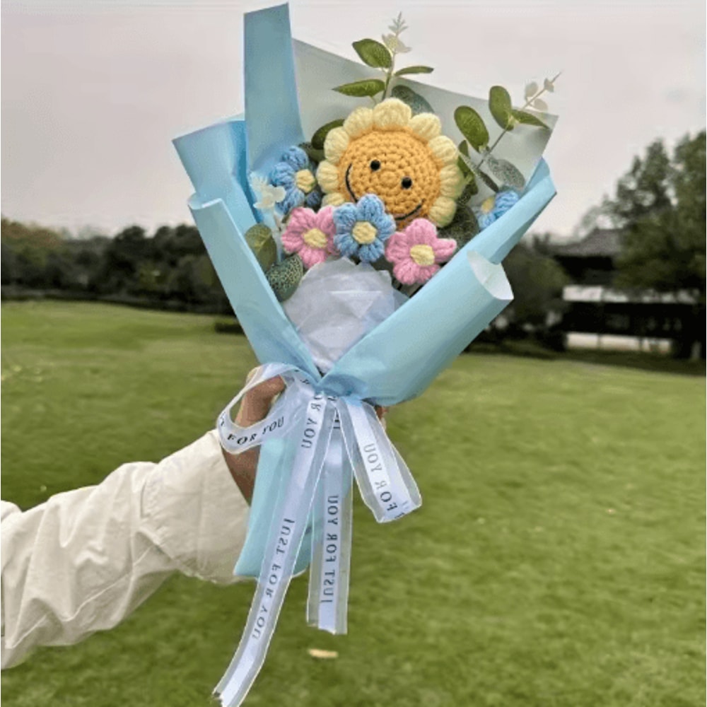Handmade Crochet Sunflower Bouquet Bright Artificial Flowers For Lasting Joy 1 To 2 Pcs 4