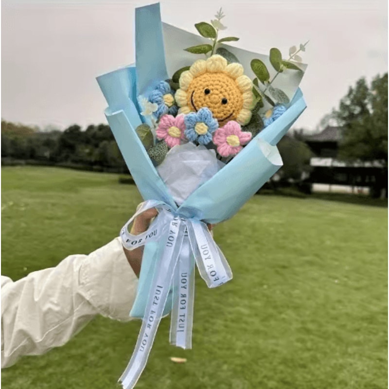 Handmade Crochet Sunflower Bouquet Bright Artificial Flowers For Lasting Joy 1 To 2 Pcs 6