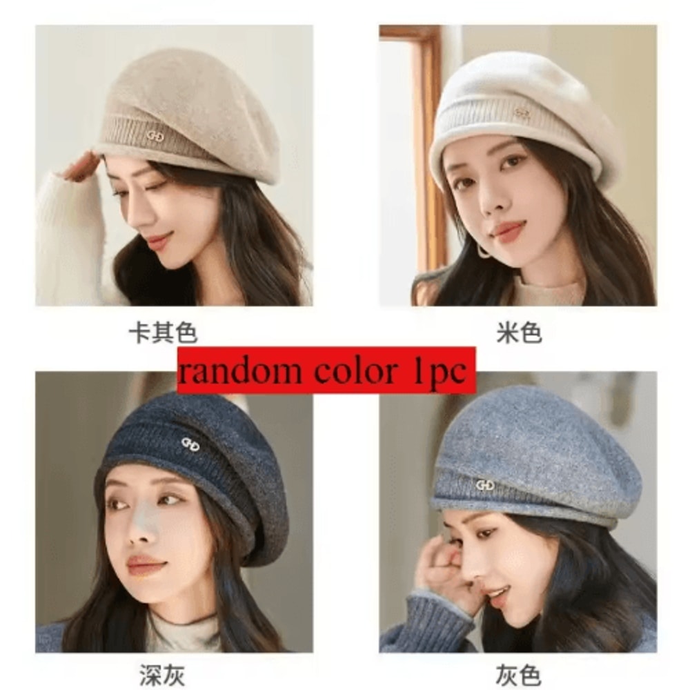 Wool Knitted Hat Autumn And Winter Warm Pile Up Beanie For Middle Aged And Elderly 2