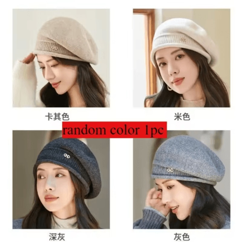 Wool Knitted Hat Autumn And Winter Warm Pile Up Beanie For Middle Aged And Elderly 2