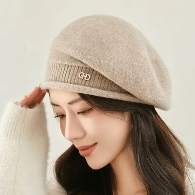 Wool Knitted Hat Autumn And Winter Warm Pile Up Beanie For Middle Aged And Elderly 5