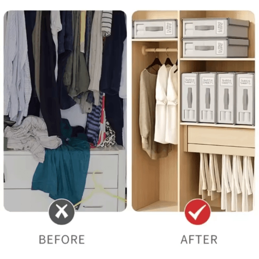 Foldable Thick Fabric Bedding Storage Box Zippered Organizer With Window For Sheets Blankets Clos 3