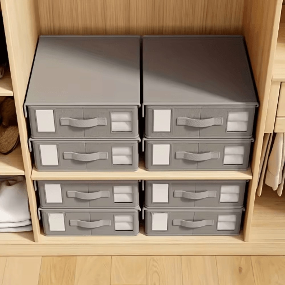 Foldable Thick Fabric Bedding Storage Box Zippered Organizer With Window For Sheets Blankets Clos 4