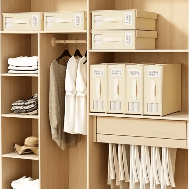 Foldable Thick Fabric Bedding Storage Box Zippered Organizer With Window For Sheets Blankets Clos 5