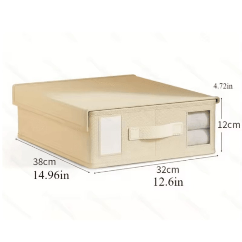 Foldable Thick Fabric Bedding Storage Box Zippered Organizer With Window For Sheets Blankets Clos 6