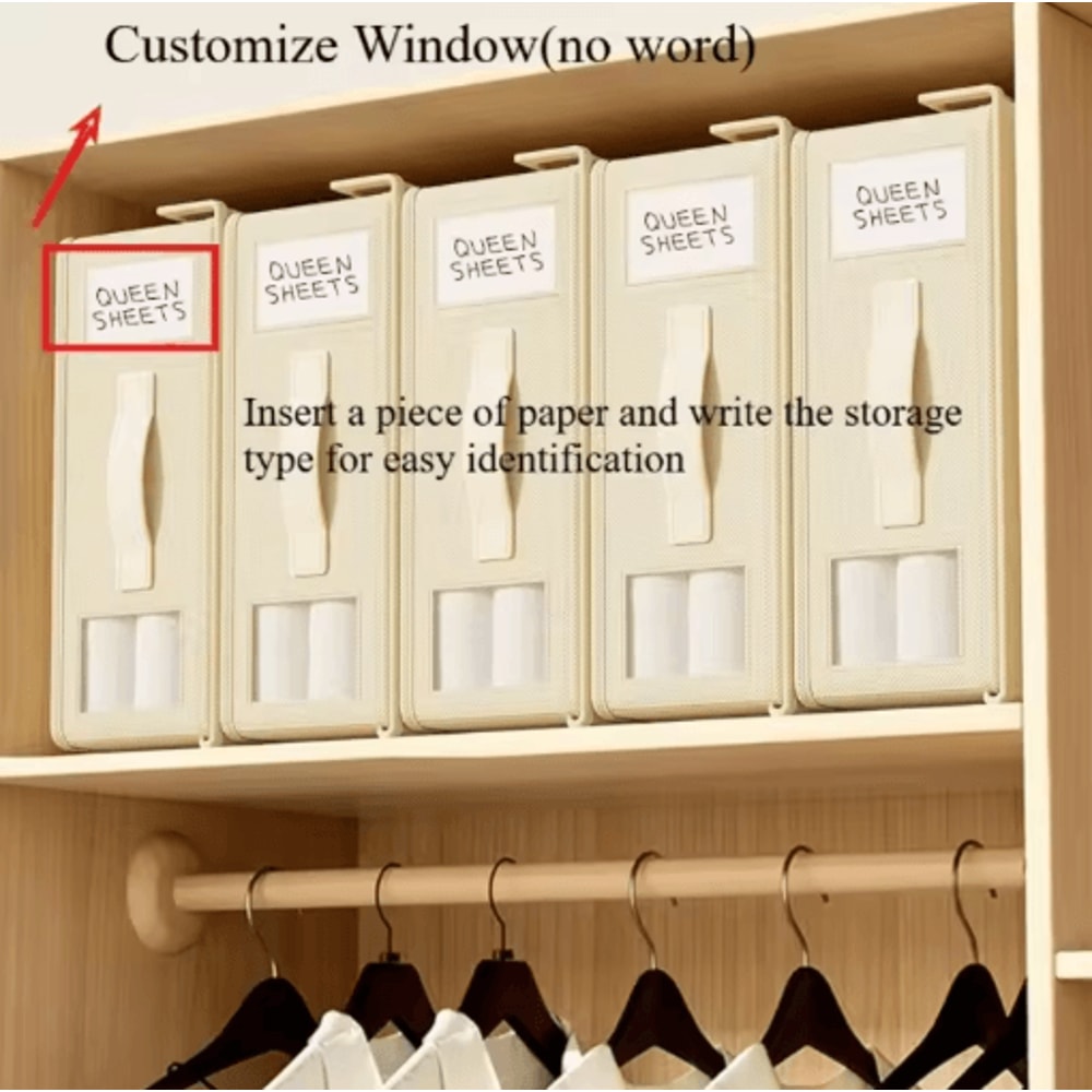 Foldable Thick Fabric Bedding Storage Box Zippered Organizer With Window For Sheets Blankets Clos 7