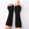 Womens Fingerless Knit Gloves Goth Punk Winter Arm Warmers 1