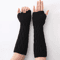 Womens Fingerless Knit Gloves Goth Punk Winter Arm Warmers 5