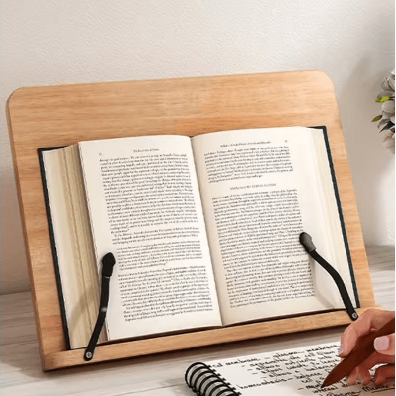 Adjustable Book Stand With Page Clips Lightweight Reading Rest For Tablets Cookbooks Textbooks 6
