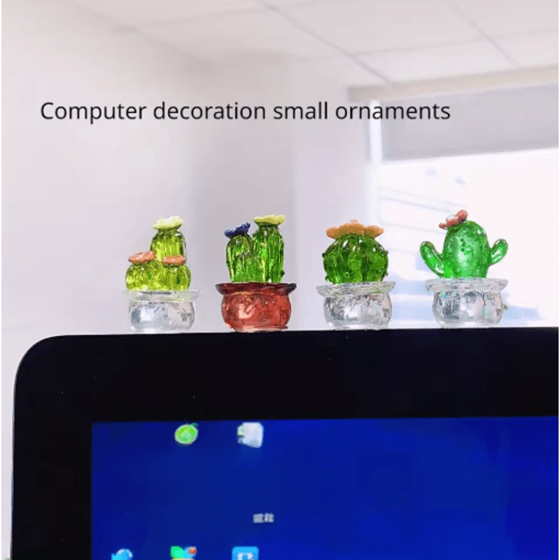 Cute Transparent Cactus Car Dashboard Ornaments 4 Piece Decorative Set 2