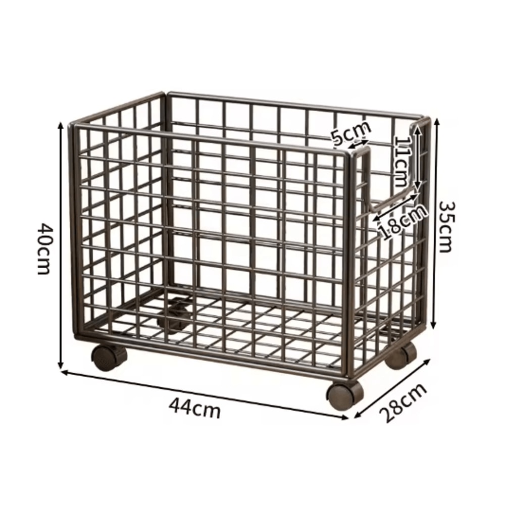 Metal Rolling Storage Basket With Wheels Multi Purpose Home Organizer 5