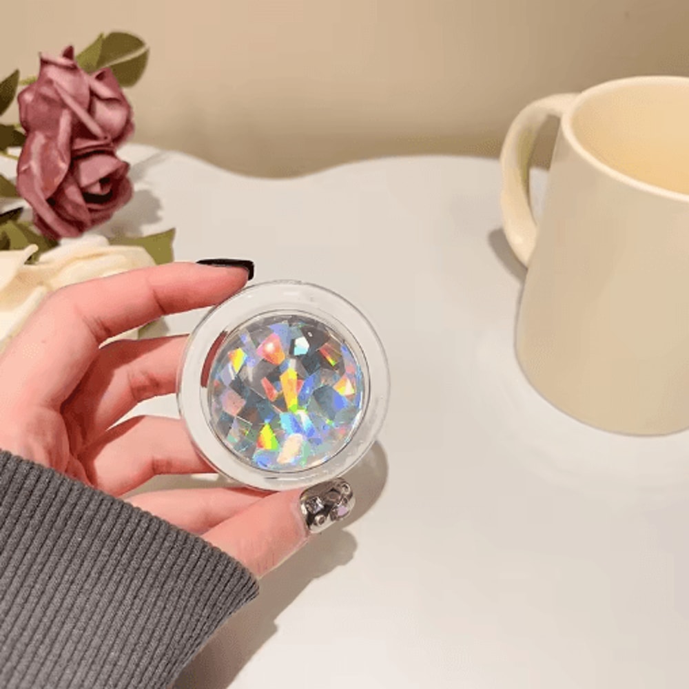 Laser Glass Heart Magnetic Phone Grip Universal MagSafe Holder Stand For IPhone Samsung 1