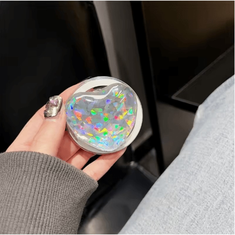 Laser Glass Heart Magnetic Phone Grip Universal MagSafe Holder Stand For IPhone Samsung 3