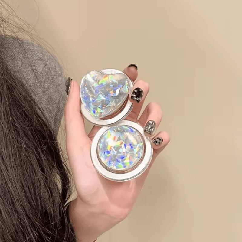 Laser Glass Heart Magnetic Phone Grip Universal MagSafe Holder Stand For IPhone Samsung 5