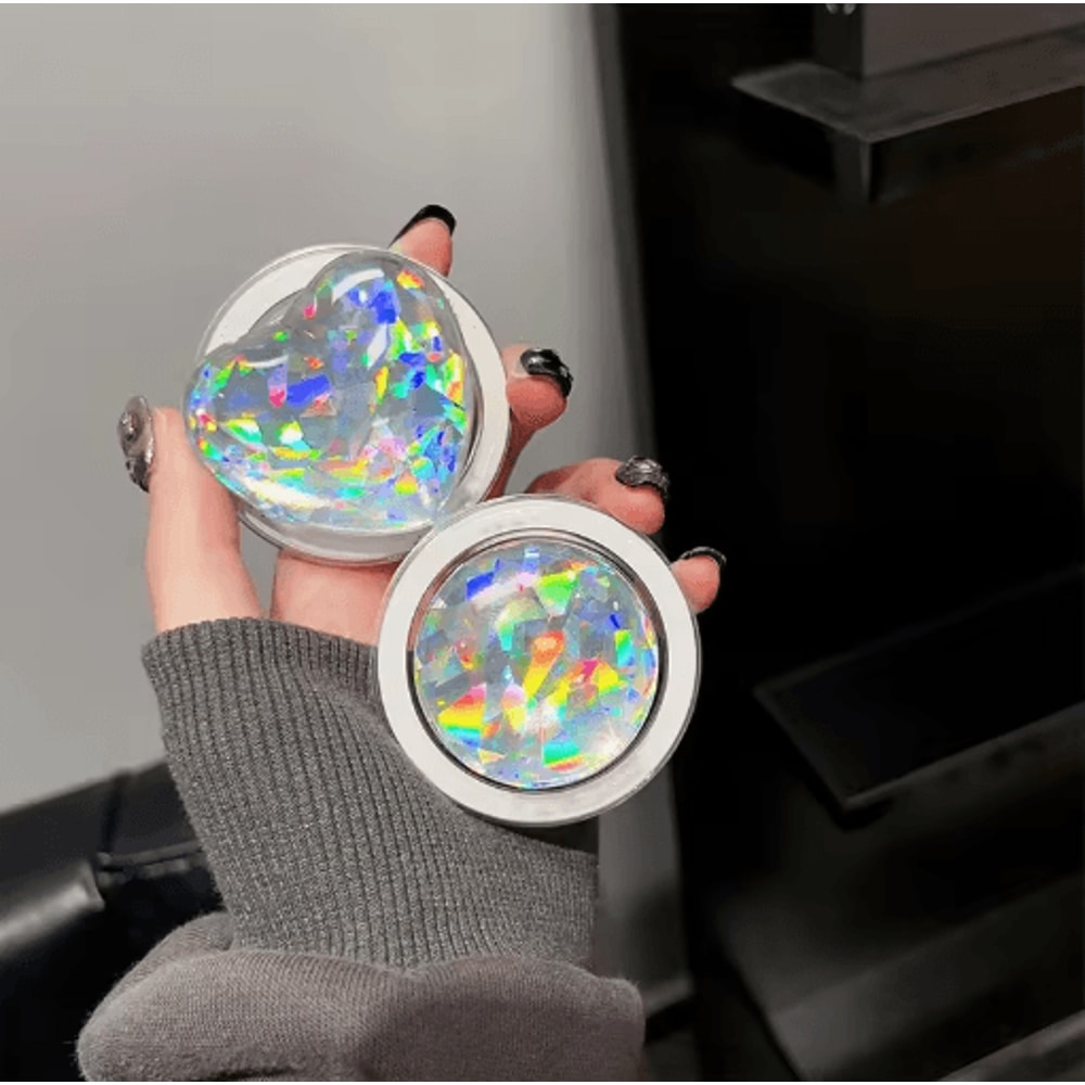 Laser Glass Heart Magnetic Phone Grip Universal MagSafe Holder Stand For IPhone Samsung 0