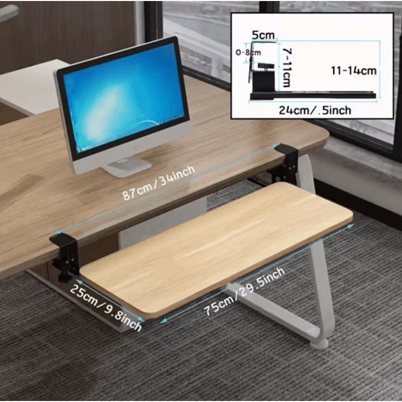 Clamp On Ergonomic Sliding Keyboard Tray Retractable Under Desk Platform 4