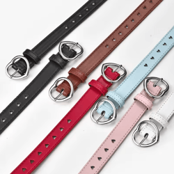 childrens faux leather belt cute peach heart buckle waistband for girls