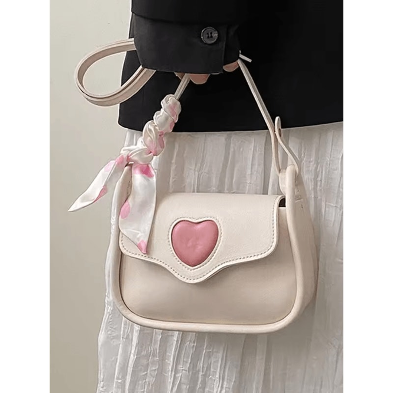 Retro Love Saddle Crossbody Bag For Women Chic Niche Shoulder Bag 0