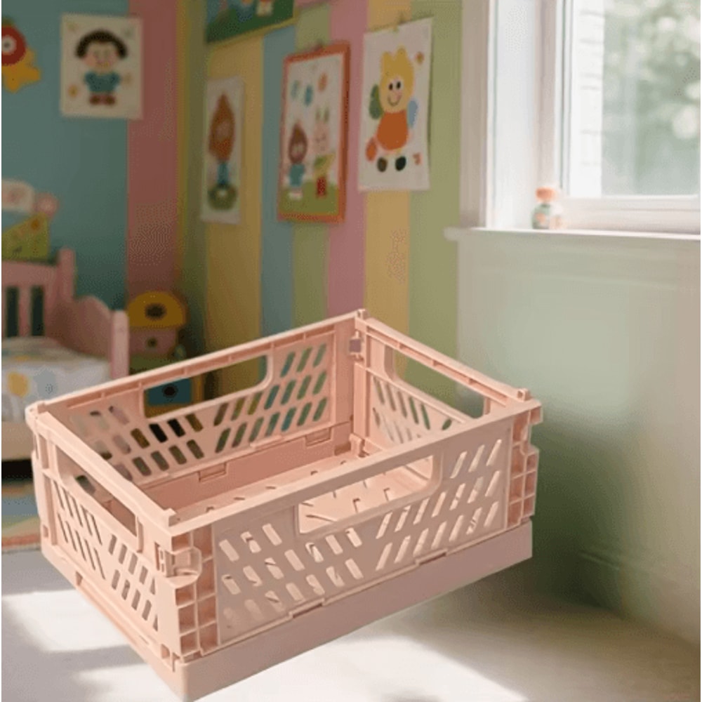 Foldable Plastic Storage Crates Durable Organizer Bins For Small Spaces 4