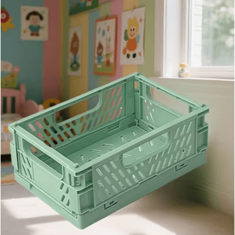 Foldable Plastic Storage Crates Durable Organizer Bins For Small Spaces 6