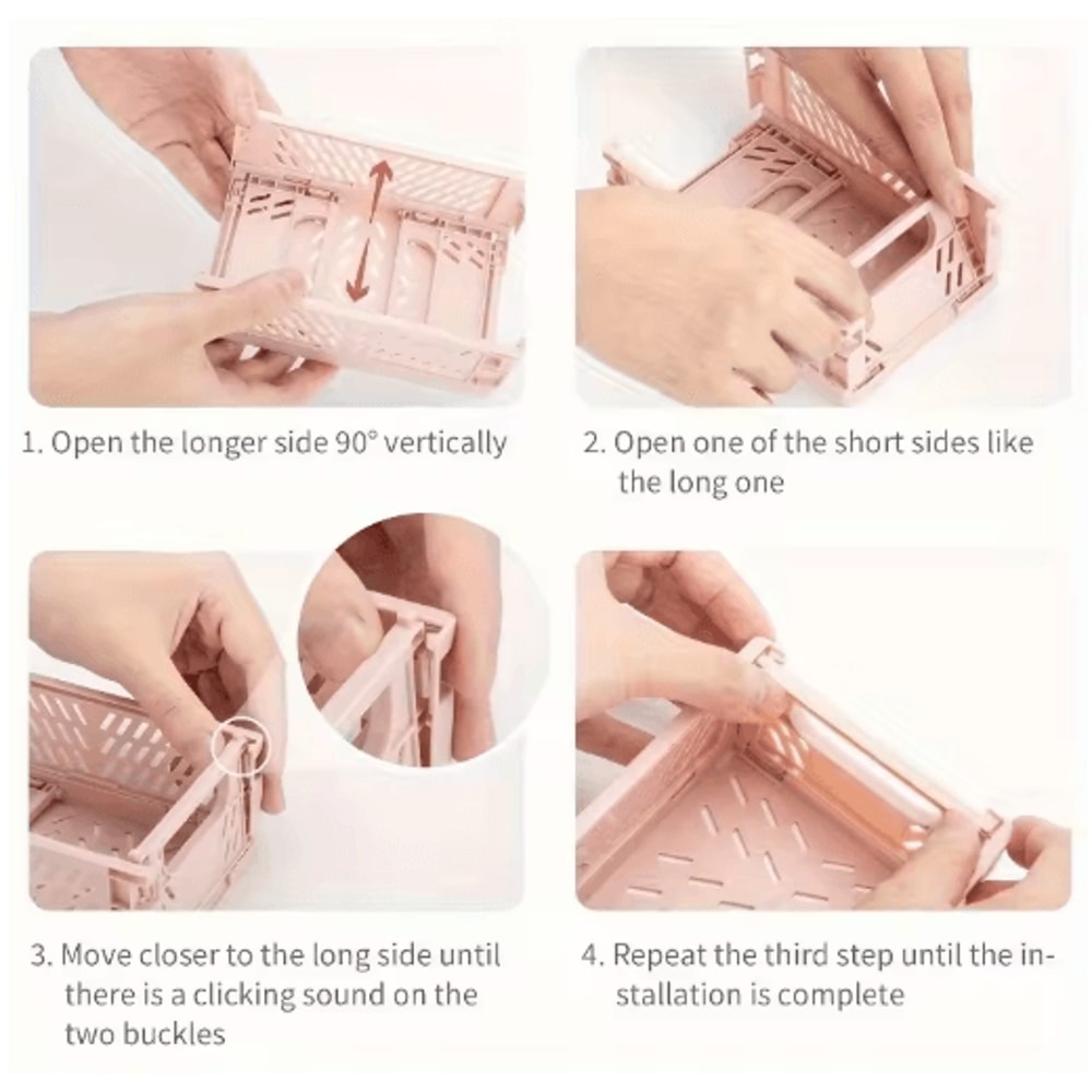 Foldable Plastic Storage Crates Durable Organizer Bins For Small Spaces 7