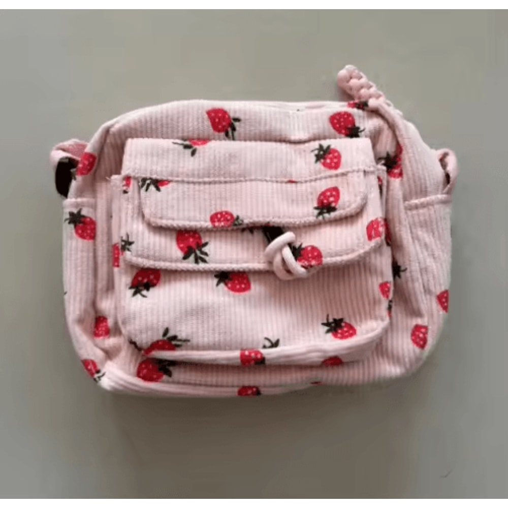 Corduroy Shoulder Bag For Girls Simple Solid Color School Style Messenger Bag 1