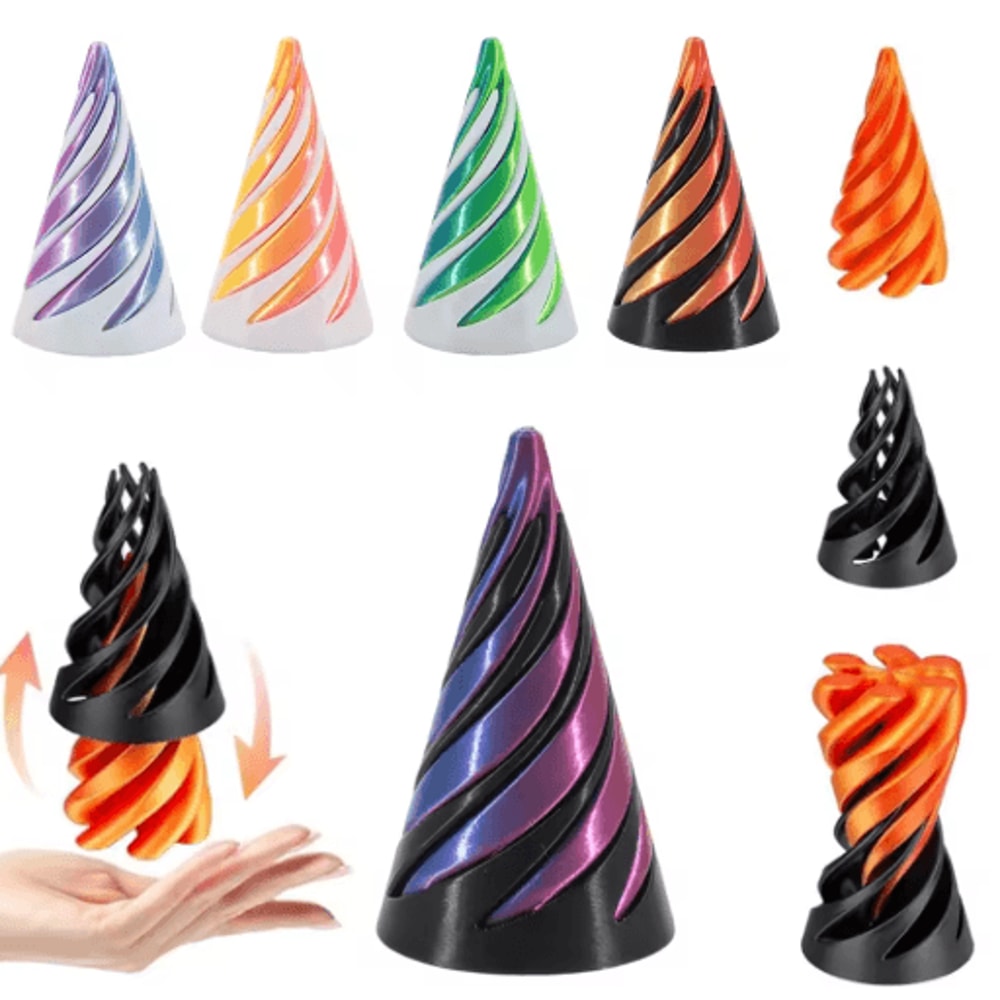 3D Printed Spiral Cone Toy Impossible Pyramid Passthrough Sculpture Pass Through Pyramid Toy Mini V 0