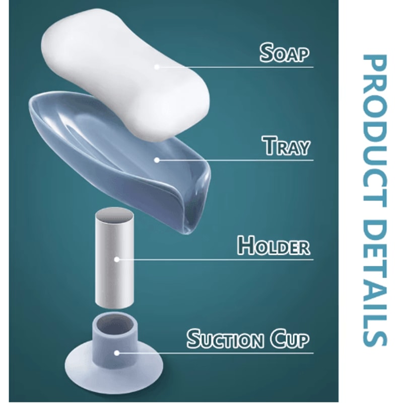 LeafShaped Soap Holder With Drainage Suction Cup Soap Dish For Shower Bathroom 6