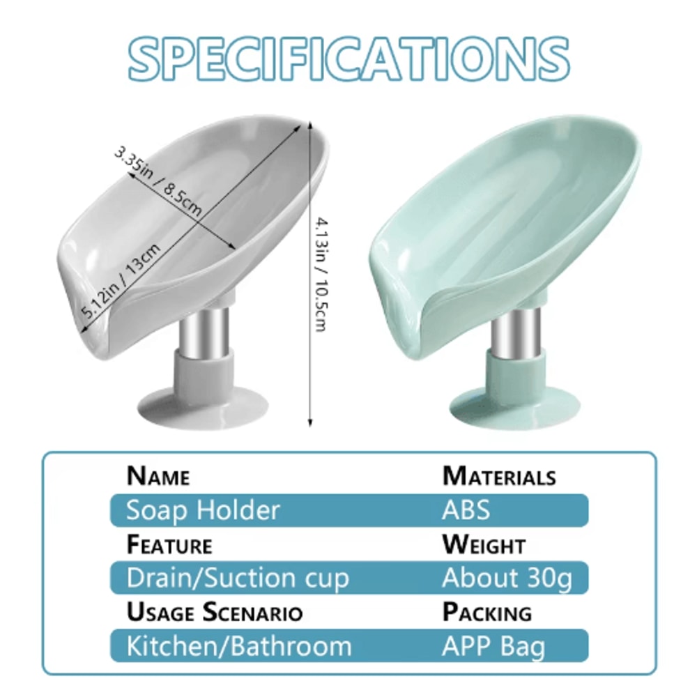 LeafShaped Soap Holder With Drainage Suction Cup Soap Dish For Shower Bathroom 7