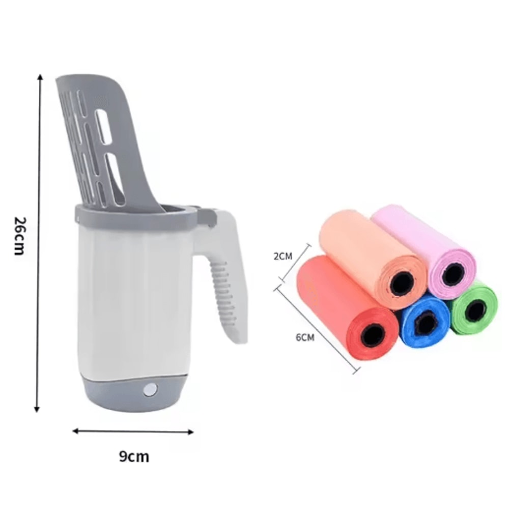 Cat Litter Scoop With Refill Bags Easy Clean Pet Waste Shovel 2