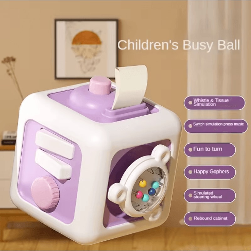 6in1 Montessori Sensory Busy Board Drawer Cube Educational Skill Toy For Toddlers 2