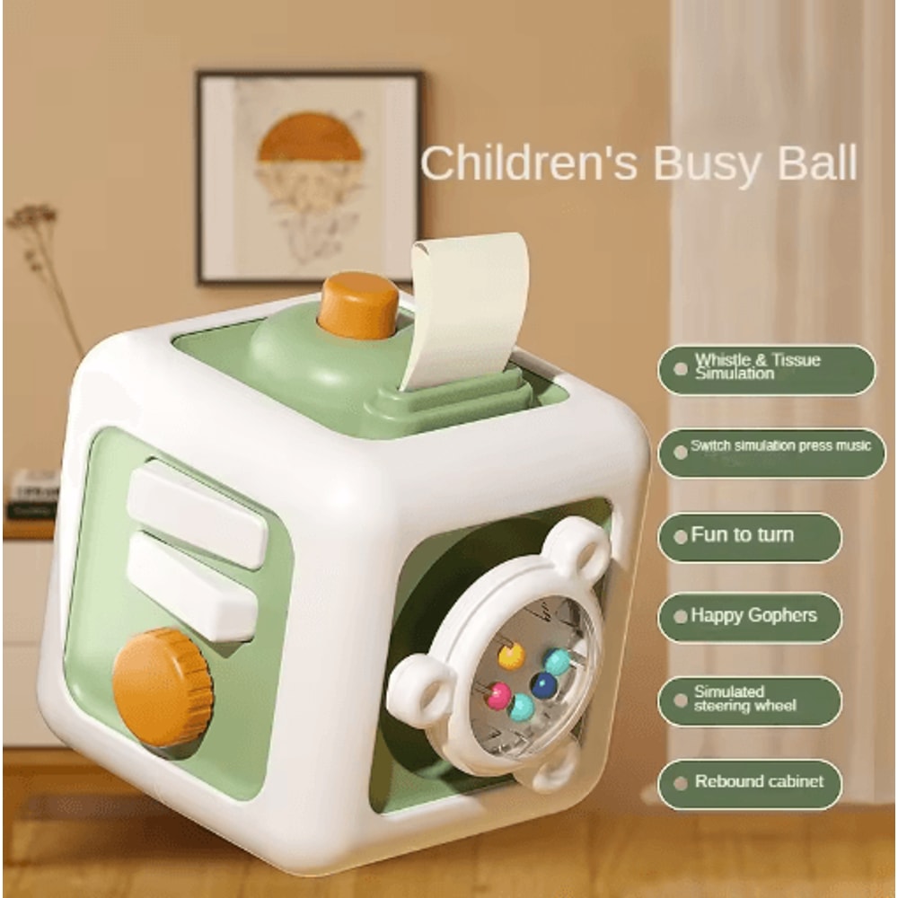 6in1 Montessori Sensory Busy Board Drawer Cube Educational Skill Toy For Toddlers 3
