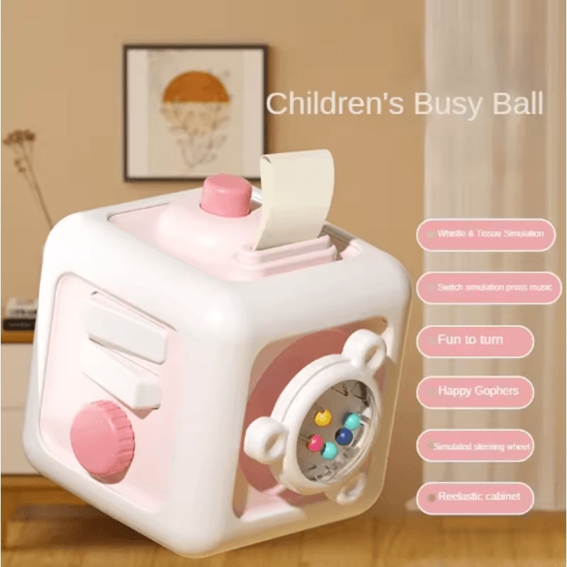 6in1 Montessori Sensory Busy Board Drawer Cube Educational Skill Toy For Toddlers 6