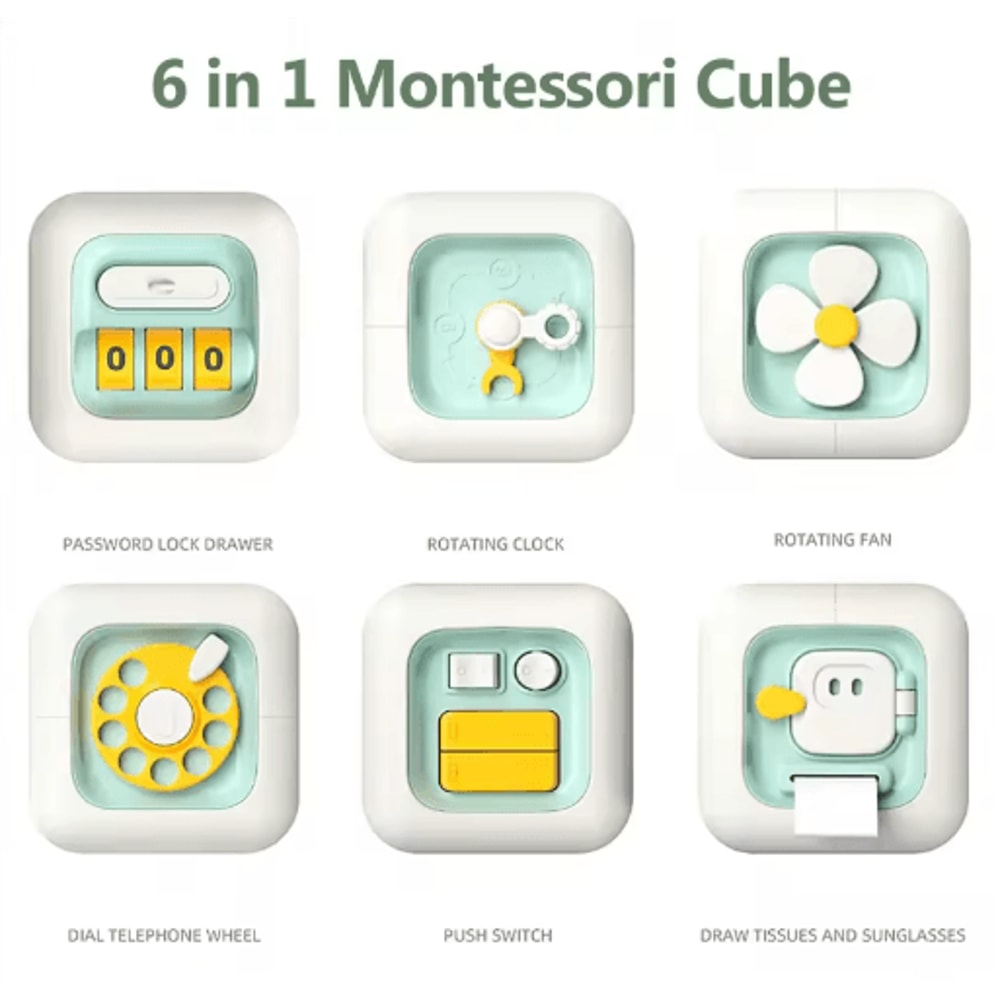 6in1 Montessori Sensory Busy Board Drawer Cube Educational Skill Toy For Toddlers 7