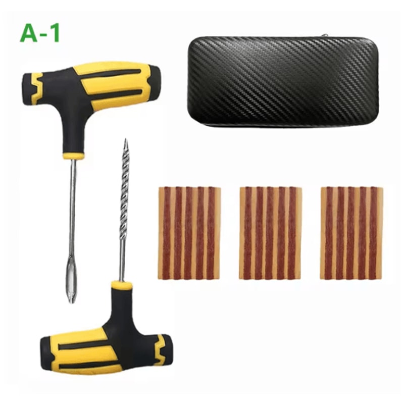 Car Tire Repair Kit With Studding Tool Rubber Strips GlueFree Puncture Plug Set 5