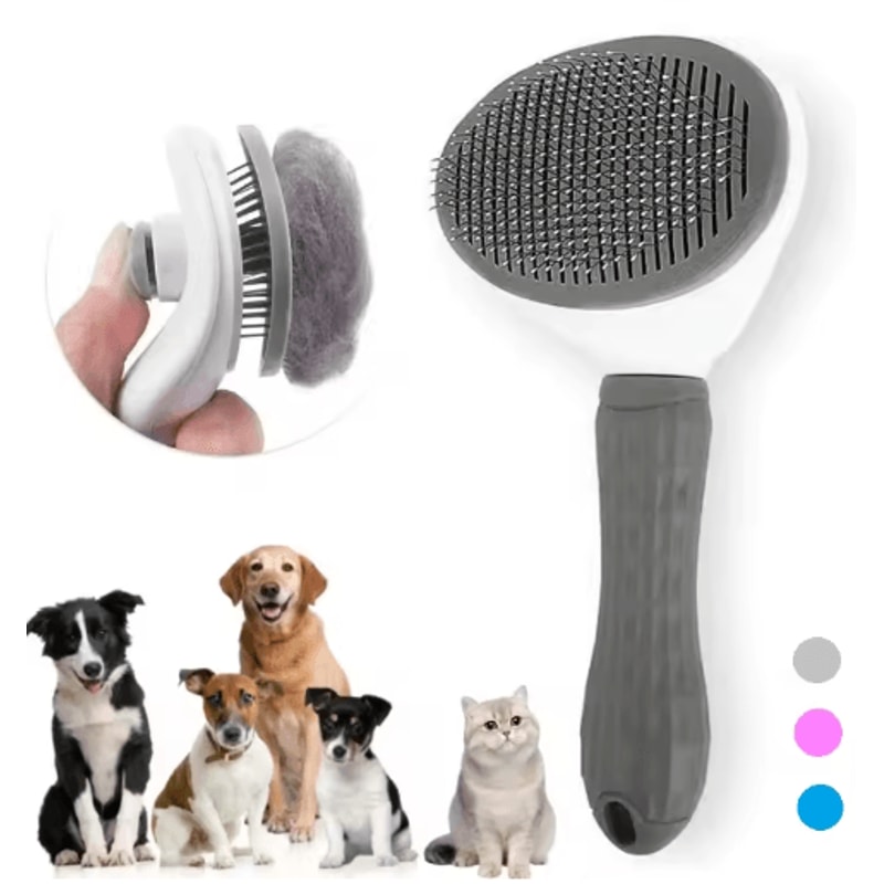 SelfCleaning Pet Hair Removal Comb Slicker Grooming Brush For Cats Dogs 0
