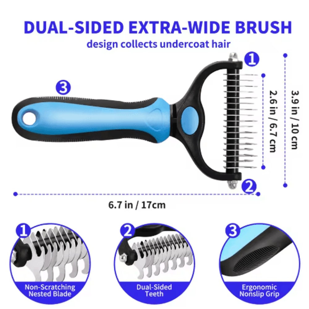 Professional Pet Deshedding Brush Fur Knot Cutter Grooming Comb For Dogs Cats 17
