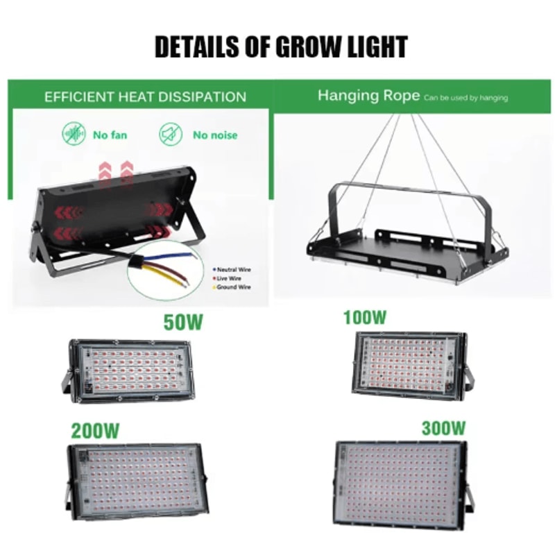 Full Spectrum LED Phyto Lamp For Indoor Plants 50W 100W 300W Grow Light 9