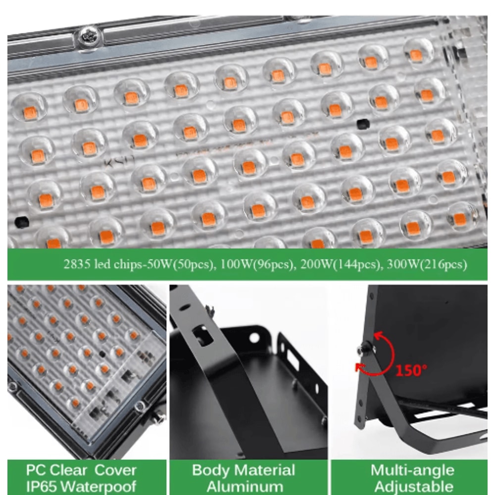 Full Spectrum LED Phyto Lamp For Indoor Plants 50W 100W 300W Grow Light 12