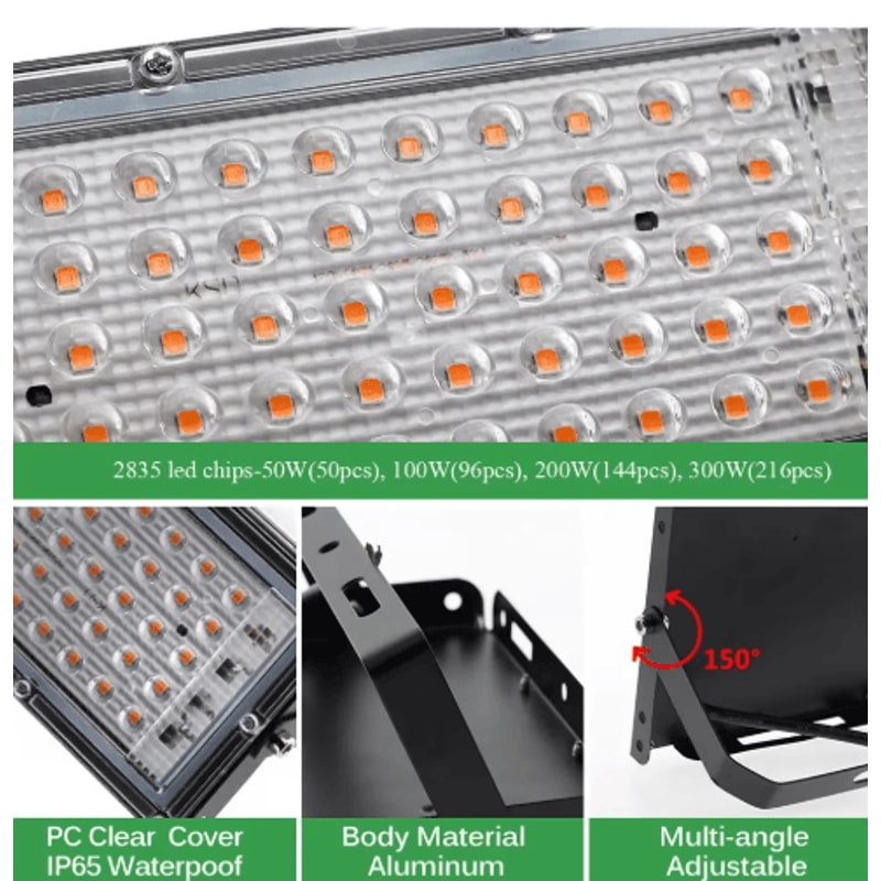 Full Spectrum LED Phyto Lamp For Indoor Plants 50W 100W 300W Grow Light 12