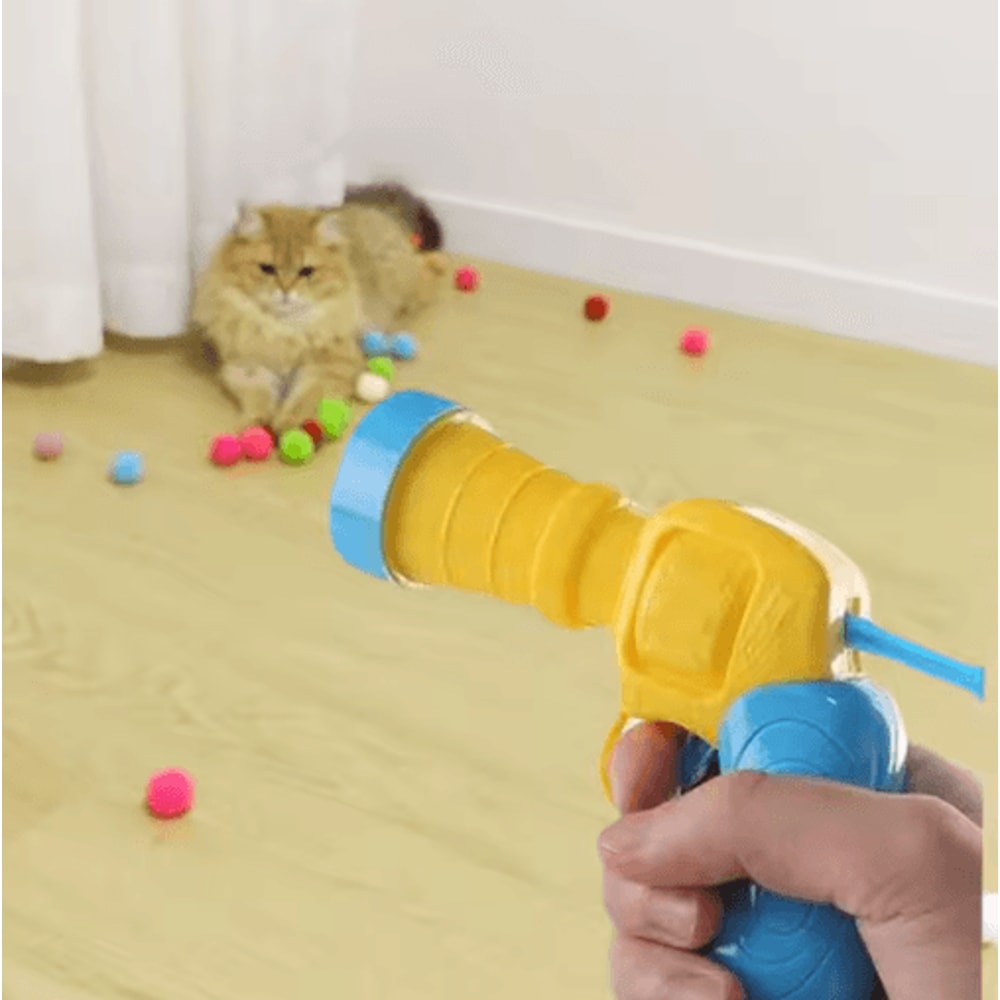Interactive Cat Launch Toy Mini Shooting Launcher With Plush Ball For Kitten Training 3